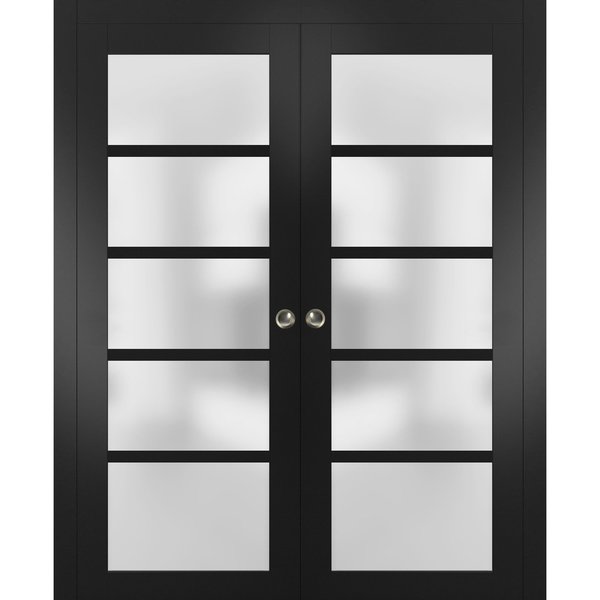 Sartodoors Double Pocket Interior Door, 60" x 80", Black QUADRO4002DP-BLK-60